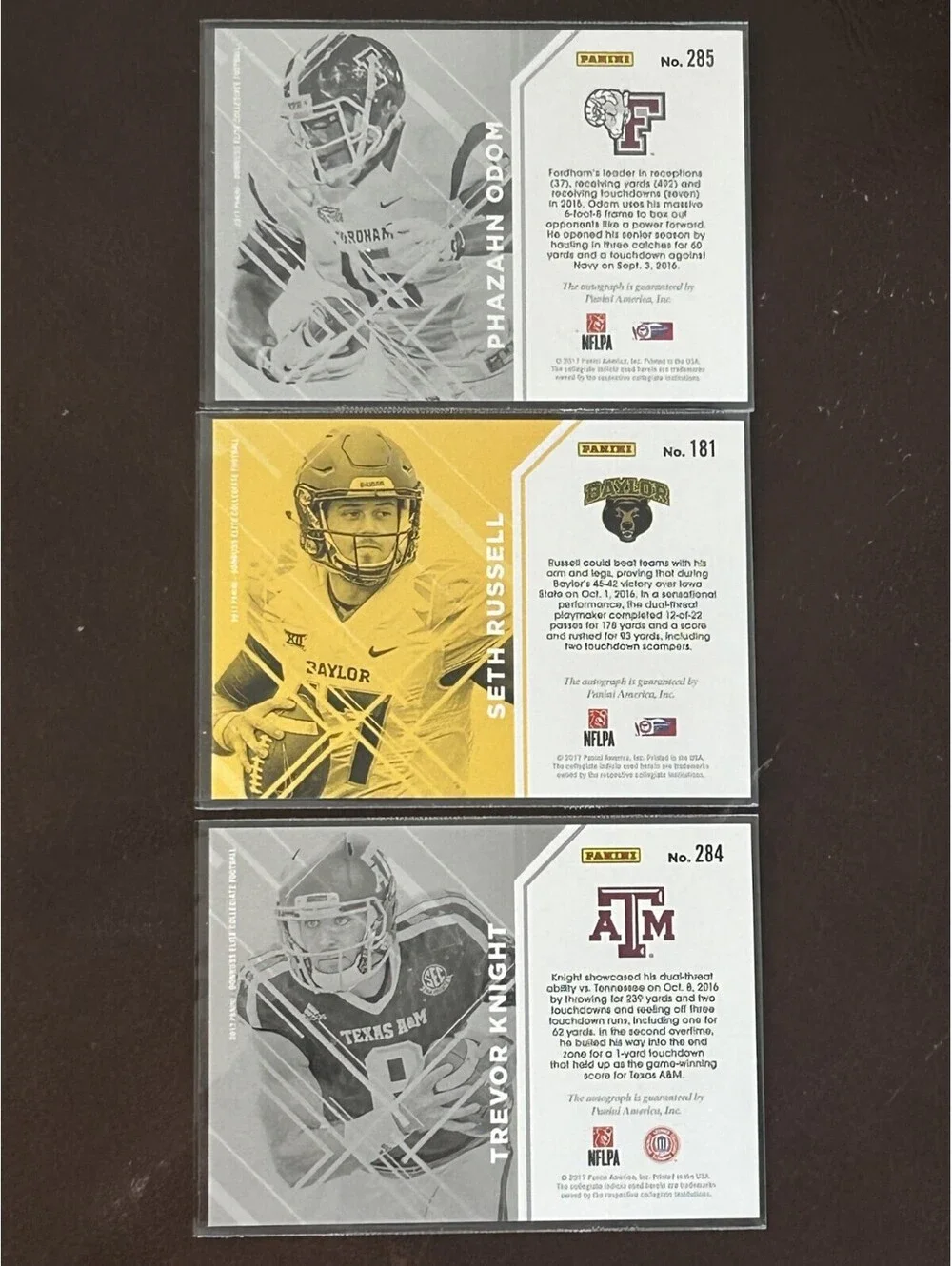 2017 PANINI ELITE COLLEGIATE DRAFT PICKS ROOKIE AUTO COLLECTION 3 CARD LOT NM RC